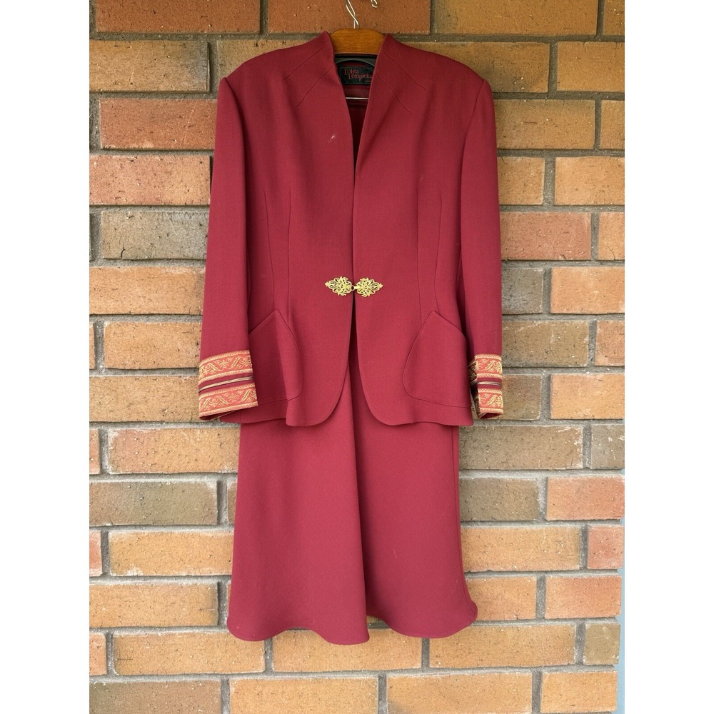Vintage 1989 Lolita Lempicka Skirt Suit Set Long Maxi Designer Red‎ Fall | FR 42